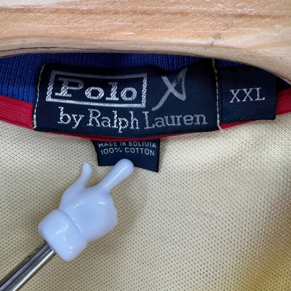 Polo Ralph Lauren Polo Shirt Mens 2XL Yellow Contrast Collar Pony Logo Casual